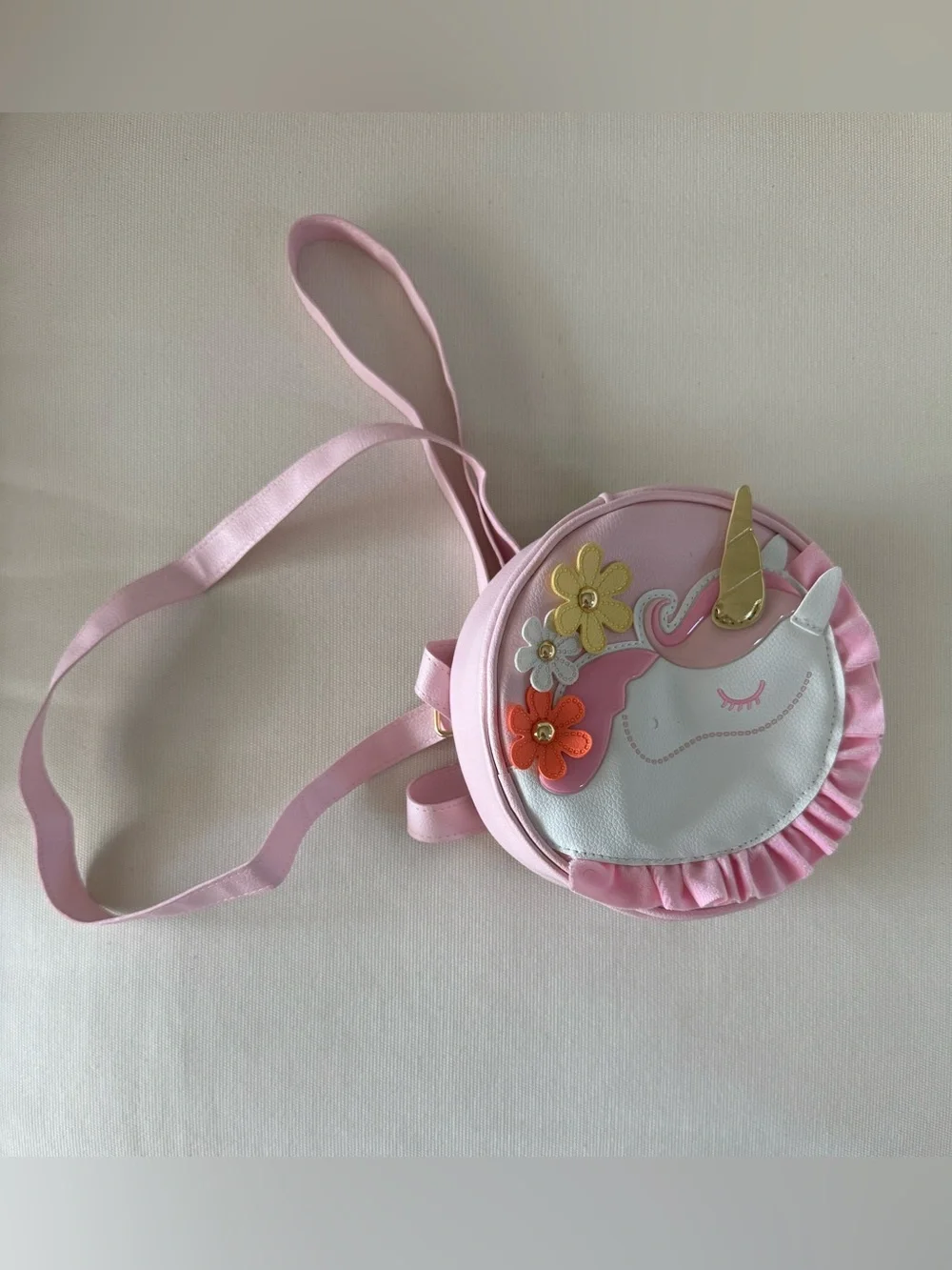 Bath and Body Works Pink Unicorn Floral Crossbody Bag with Gold Horn